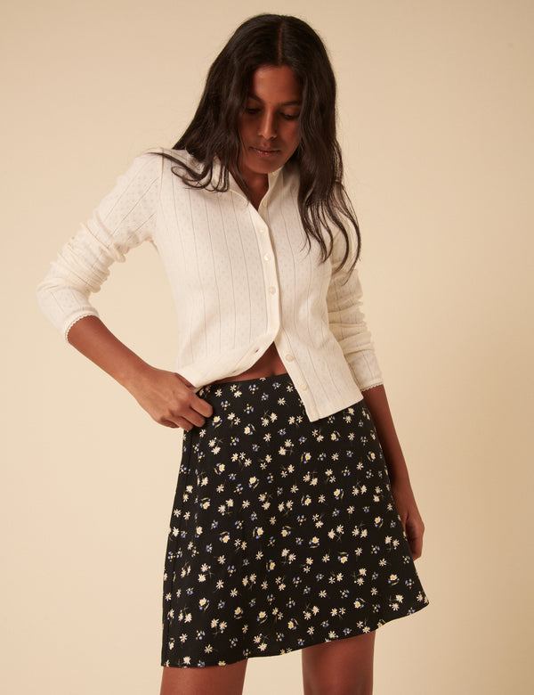 Nobody’s Child Black Ditsy Floral Mini Skirt