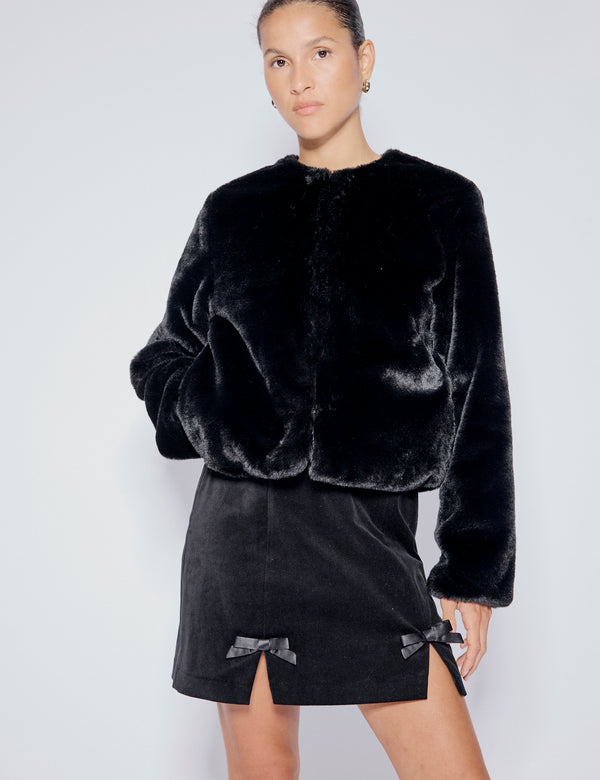 Nobody’s Child Black Faux Fur Cropped Jacket