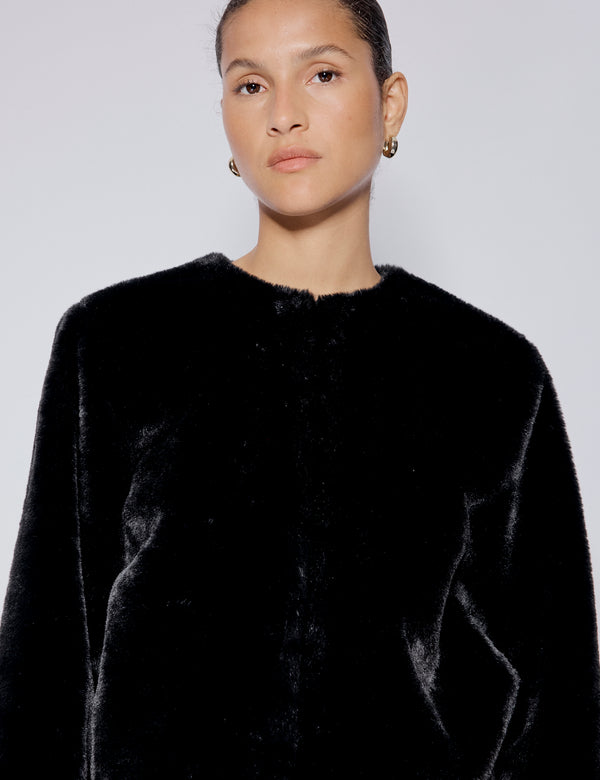 Nobody’s Child Black Faux Fur Cropped Jacket