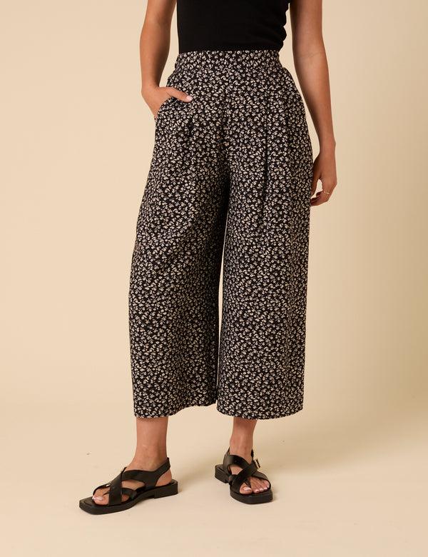 Nobody’s Child Black Floral Cropped Zeena Trousers