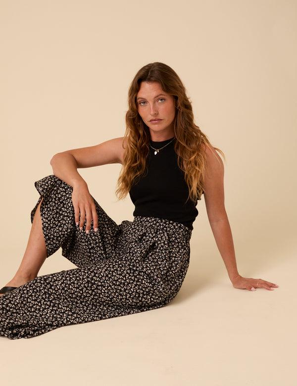 Nobody’s Child Black Floral Cropped Zeena Trousers