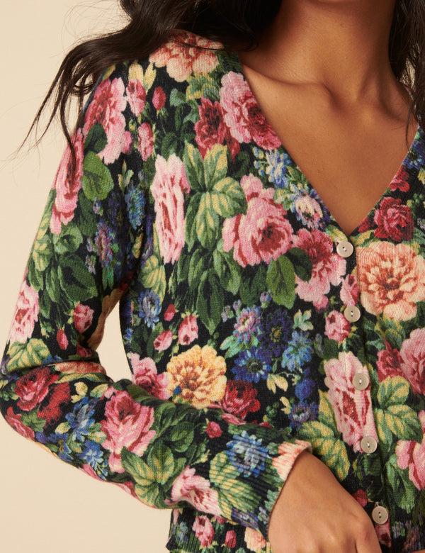 Nobody’s Child Black Floral Knitted Cardigan