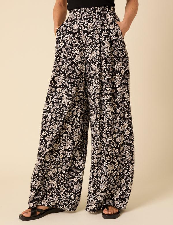 Nobody’s Child Black Floral Zeena Trousers