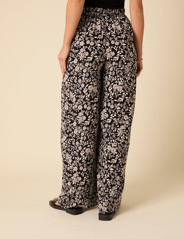 Nobody’s Child Black Floral Zeena Trousers