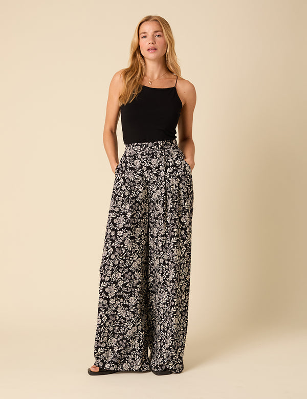 nobody’s child Black Floral Zeena Trousers