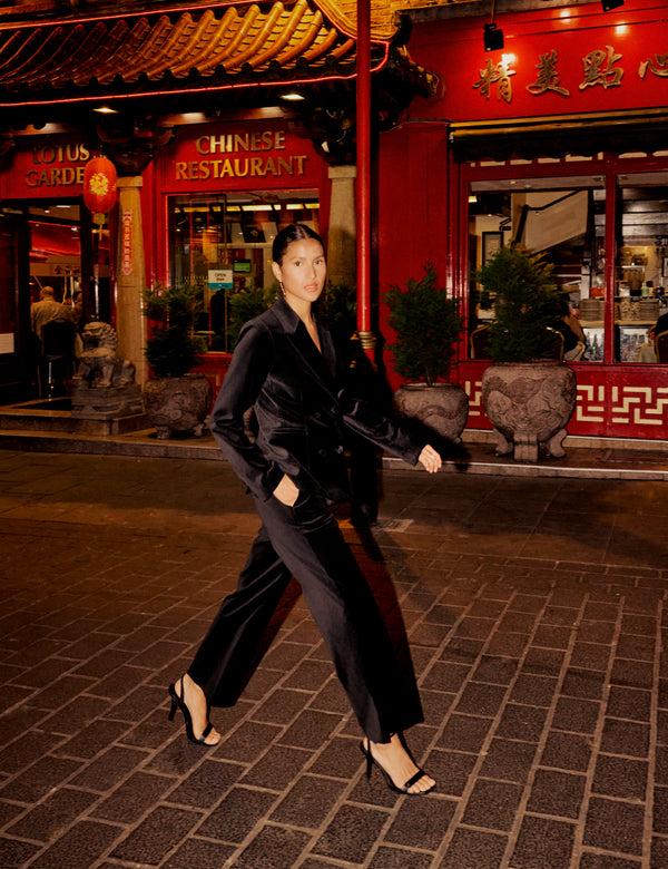 Nobody’s Child Black High Waisted Velvet Trousers