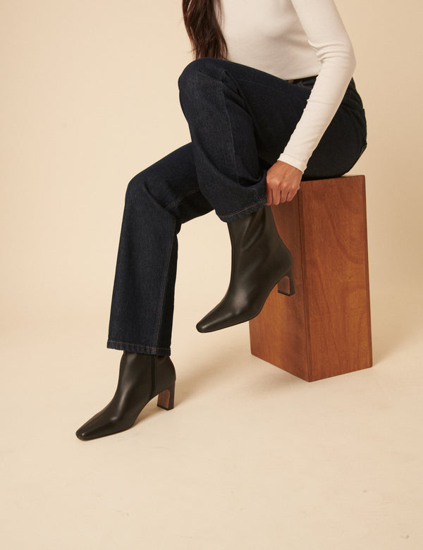 Nobody’s Child Black Leather Ankle Boots