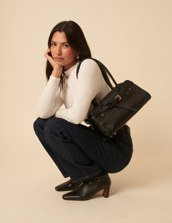 nobody’s child Black Leather Baguette Shoulder Bag