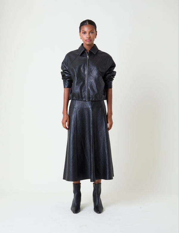 nobody’s child Black Leather Bomber Jacket