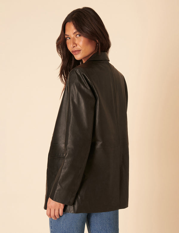 Nobody’s Child Black Leather Boyfriend Blazer
