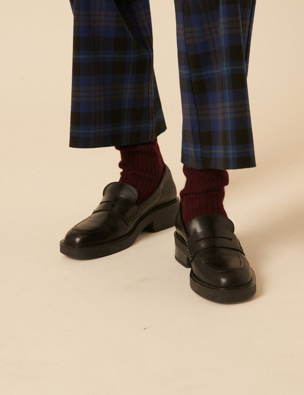 Nobody’s Child Black Leather Chunky Loafers