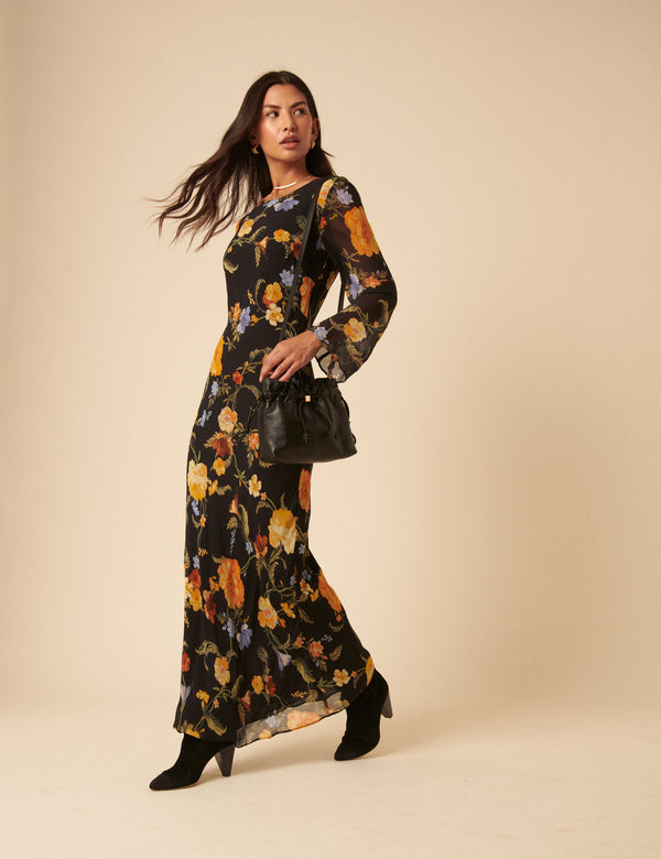 Nobody’s Child Black Leather Drawstring Pouch Bag