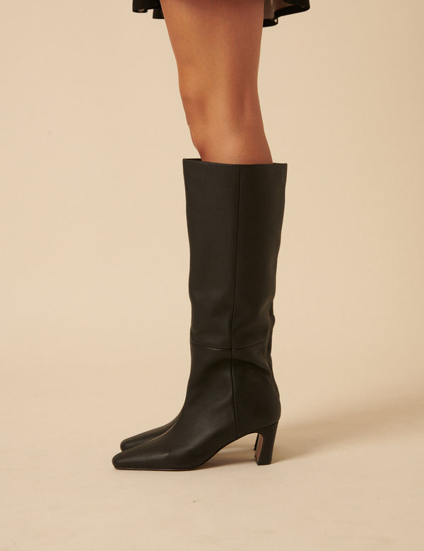 nobody’s child Black Leather Knee High Boots