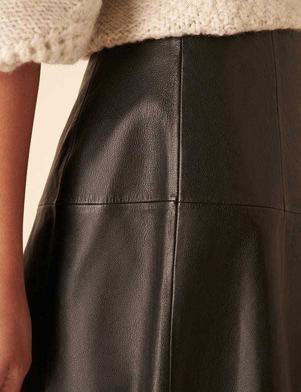 Nobody’s Child Black Leather Midi Skirt