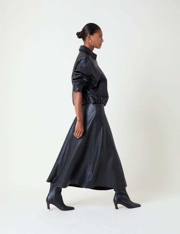 nobody’s child Black Leather Midi Skirt