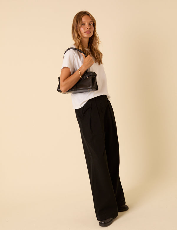 Nobody’s Child Black Pleated High-Waisted Trousers