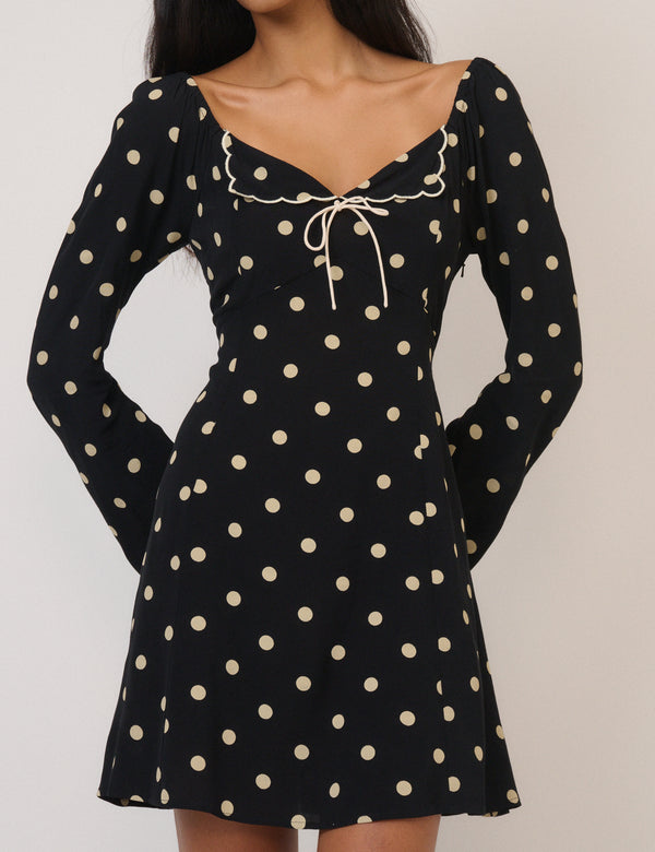 Nobody’s Child Black Polka Dot Lyon Mini Dress