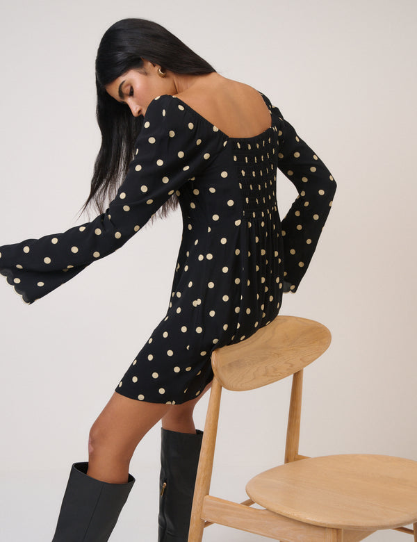 Nobody’s Child Black Polka Dot Lyon Mini Dress