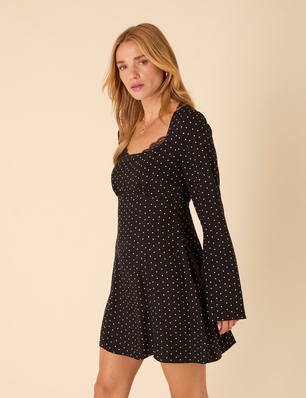 Nobody’s Child Black Polka Dot Olivia Mini Dress