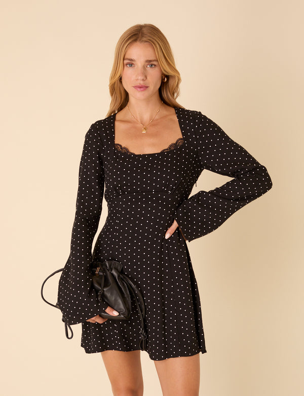 nobody’s child Black Polka Dot Olivia Mini Dress