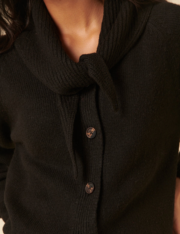Nobody’s Child Black Scarf Neck Cardigan