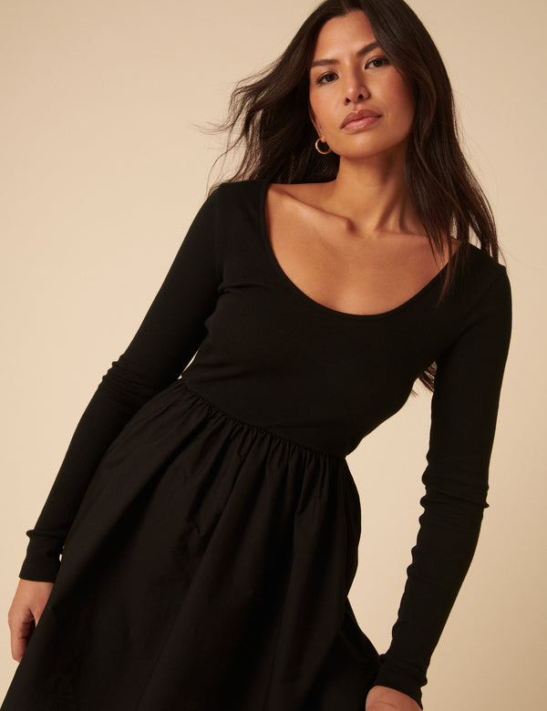 Nobody’s Child Black Scoop Neck Mini Dress