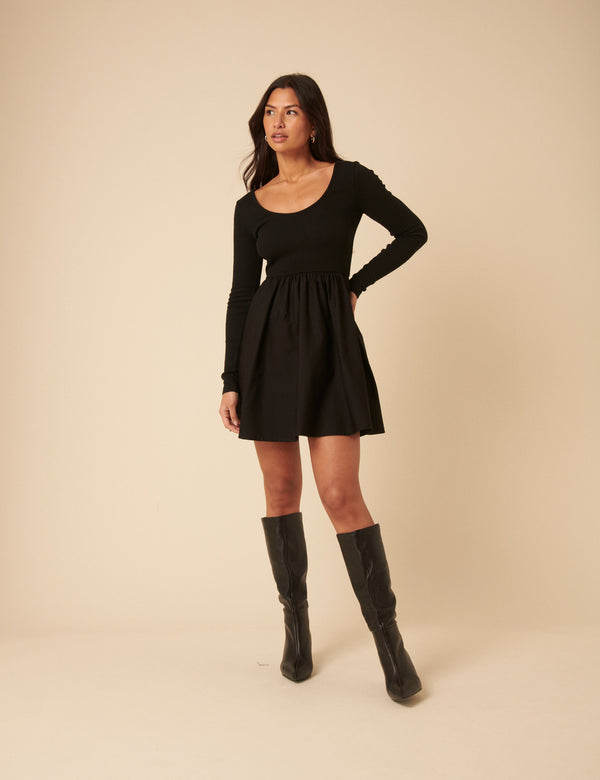 nobody’s child Black Scoop Neck Mini Dress