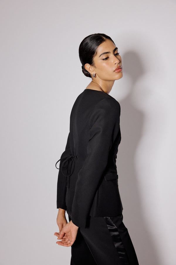 Nobody’s Child Black Square Neck Tailored Top