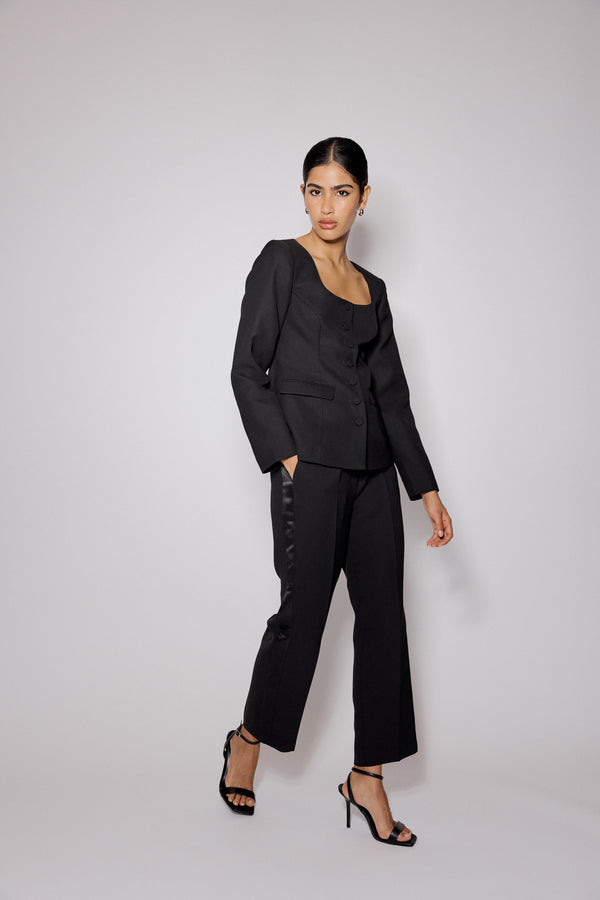 Nobody’s Child Black Square Neck Tailored Top