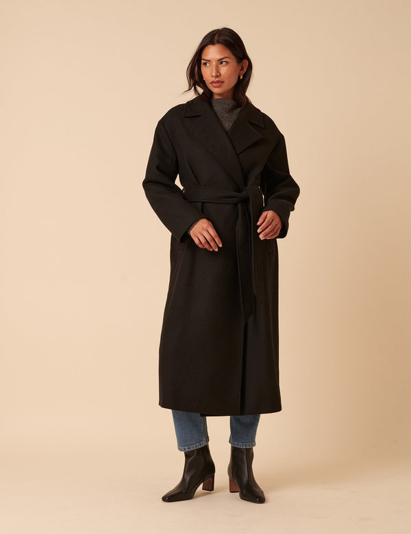 nobody’s child Black Tie Belt Wrap Coat