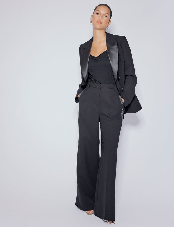 Nobody’s Child Black Tuxedo Wide Leg Suit Trousers