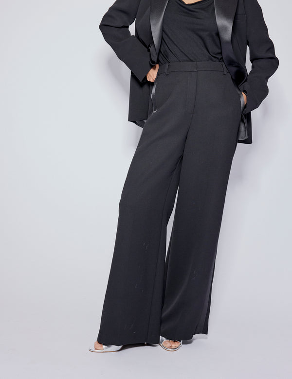 Nobody’s Child Black Tuxedo Wide Leg Suit Trousers