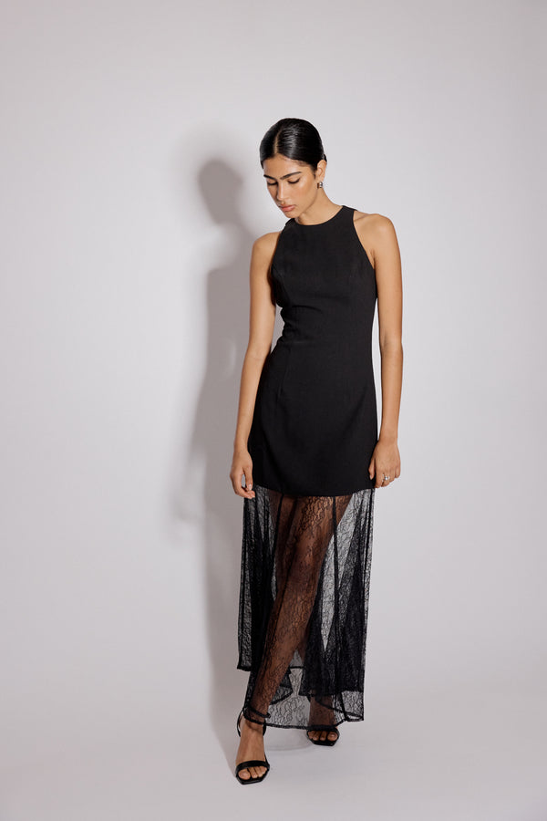 Nobody’s Child Black Vanessa Lace Skirt Midi Dress
