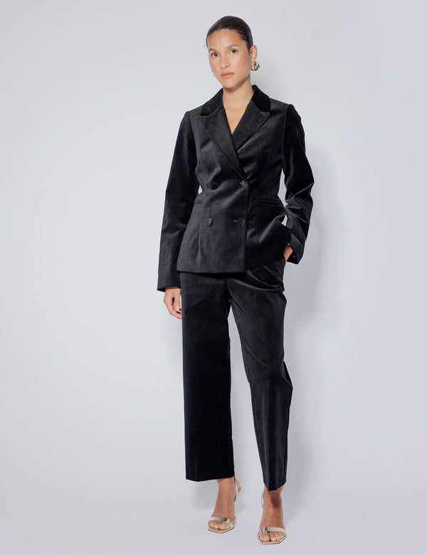 Nobody’s Child Black Velvet Double Breasted Blazer