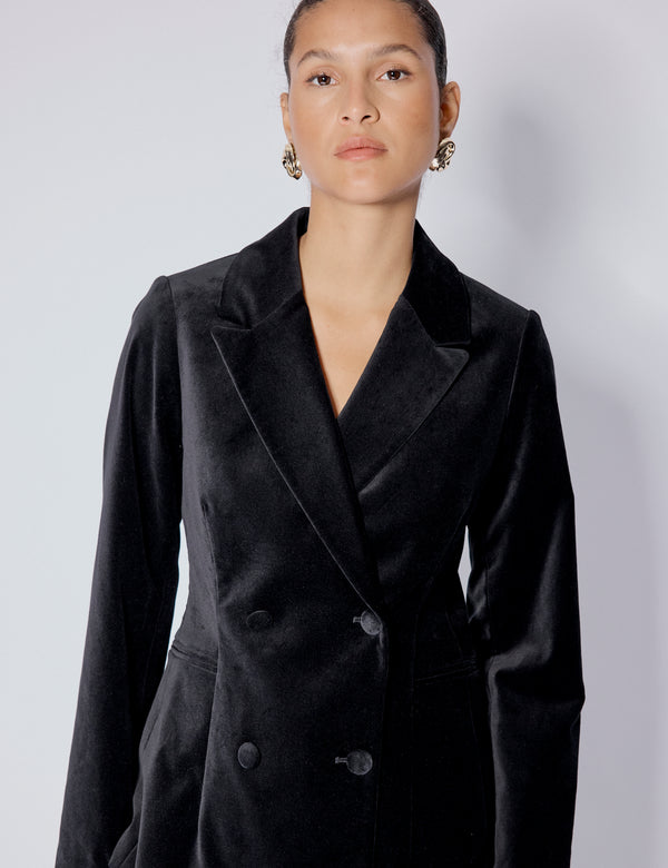 Nobody’s Child Black Velvet Double Breasted Blazer