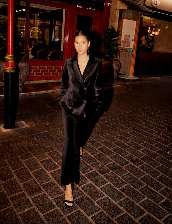nobody’s child Black Velvet Double Breasted Blazer