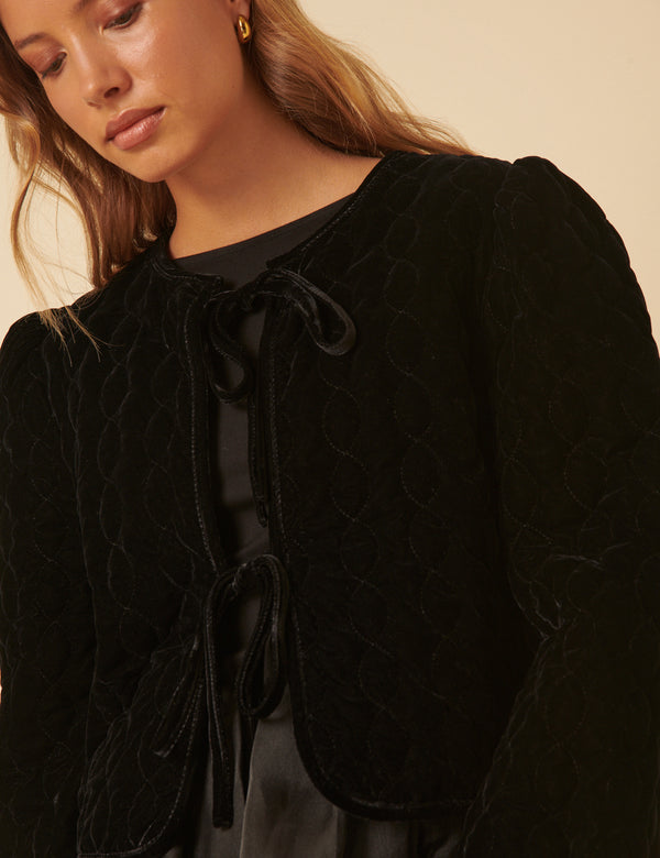 Nobody’s Child Black Velvet Quilted Jacket