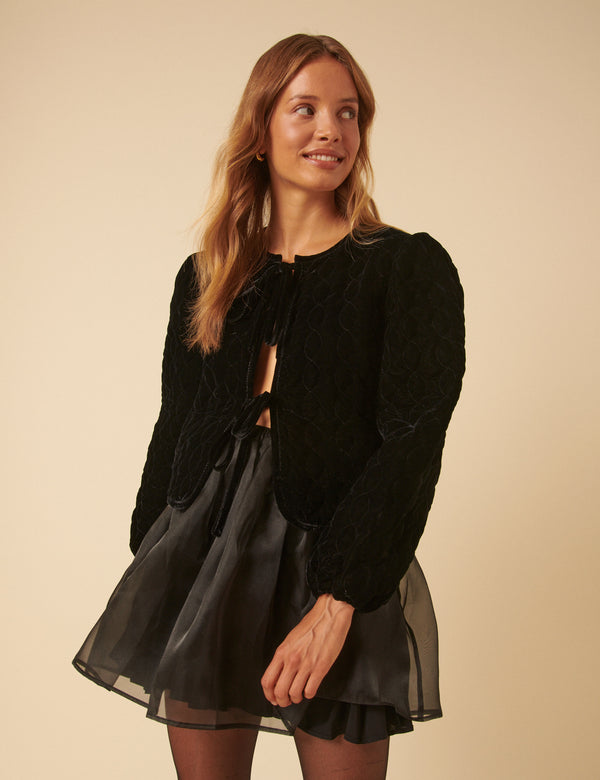 Nobody’s Child Black Velvet Quilted Jacket