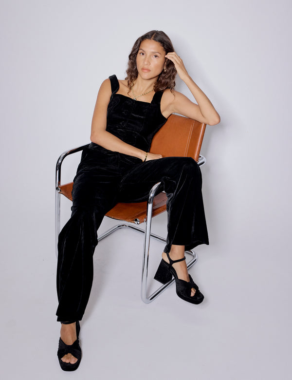 Nobody’s Child Black Velvet Square Neck Waistcoat