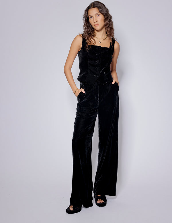 Nobody’s Child Black Velvet Square Neck Waistcoat