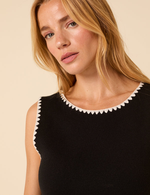 Nobody’s Child Black Whipstitch Knitted Mini Dress