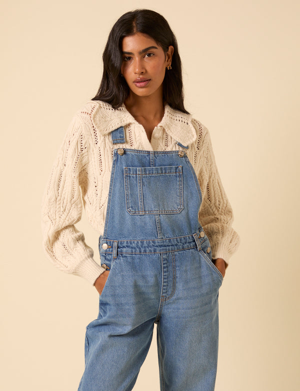 Nobody’s Child Blue Denim Barrel Leg Dungarees