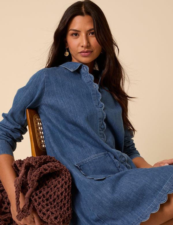 Nobody’s Child Blue Denim Kynance Mini Shirt Dress
