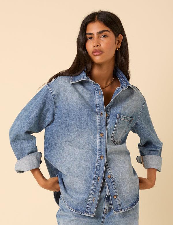 nobody’s child Blue Denim Oversized Shirt