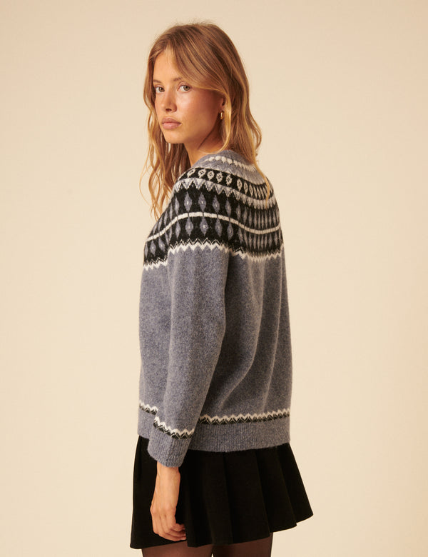 Nobody’s Child Blue Fair Isle Knitted Jumper