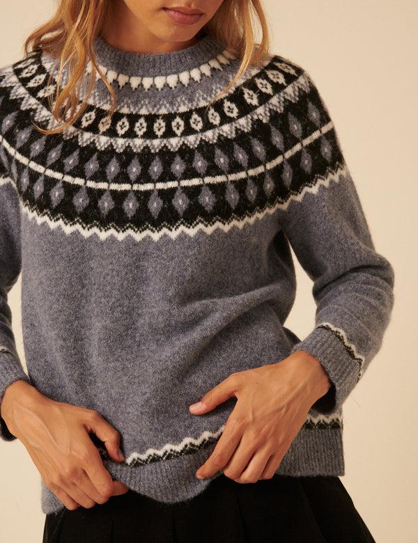 nobody’s child Blue Fair Isle Knitted Jumper
