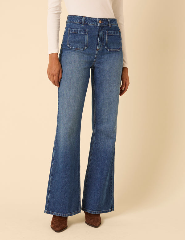 Nobody’s Child Blue High Rise Highbury Flare Jeans