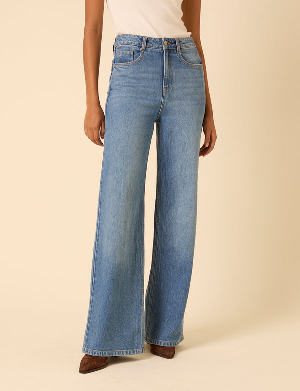 Nobody’s Child Blue High Rise Soho Wide Leg Jeans