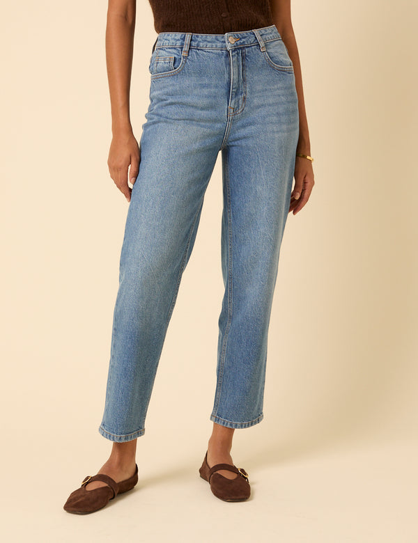 Nobody’s Child Blue Mid Rise Camden Tapered Jeans