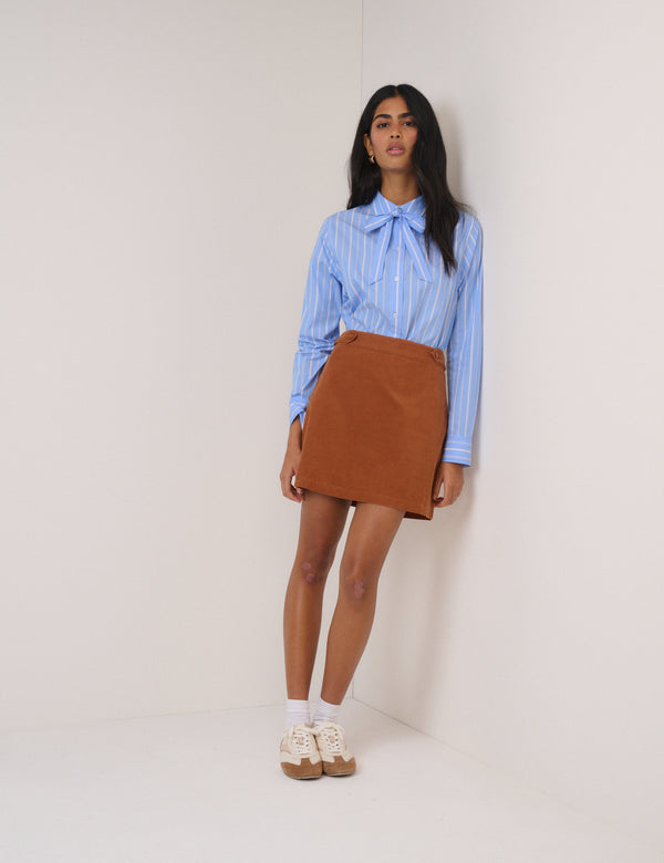 Nobody’s Child Blue Pinstripe Bow Collar Shirt